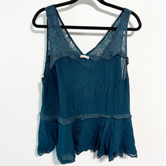 Free People Tops - Intimately Free People teal leave trapeze tank top size med